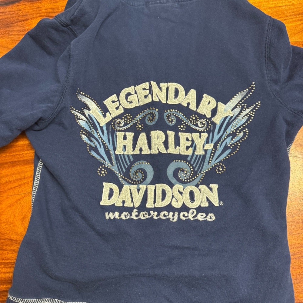 Vintage Harley Davison Zip up sweatshirt Navy Blue, stitching